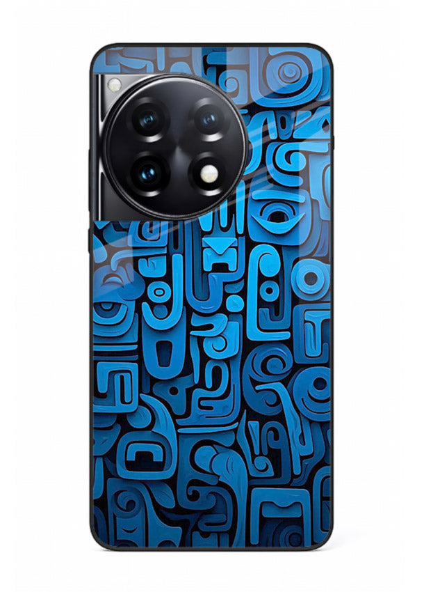 Blue Tribal Pattern tribal geometric pattern OnePlus 12R glass back cover