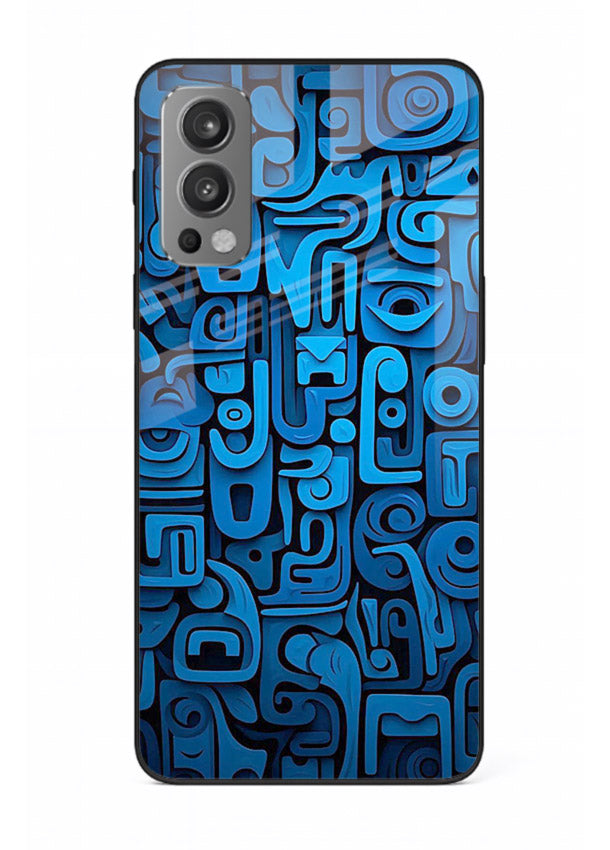 Blue Tribal Pattern tribal geometric pattern OnePlus Nord 2 glass back cover