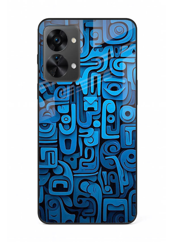 Blue Tribal Pattern tribal geometric pattern OnePlus Nord 2T glass back cover