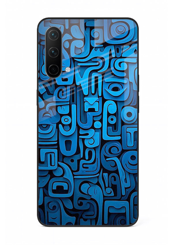 Blue Tribal Pattern tribal geometric pattern OnePlus Nord CE 5G glass back cover