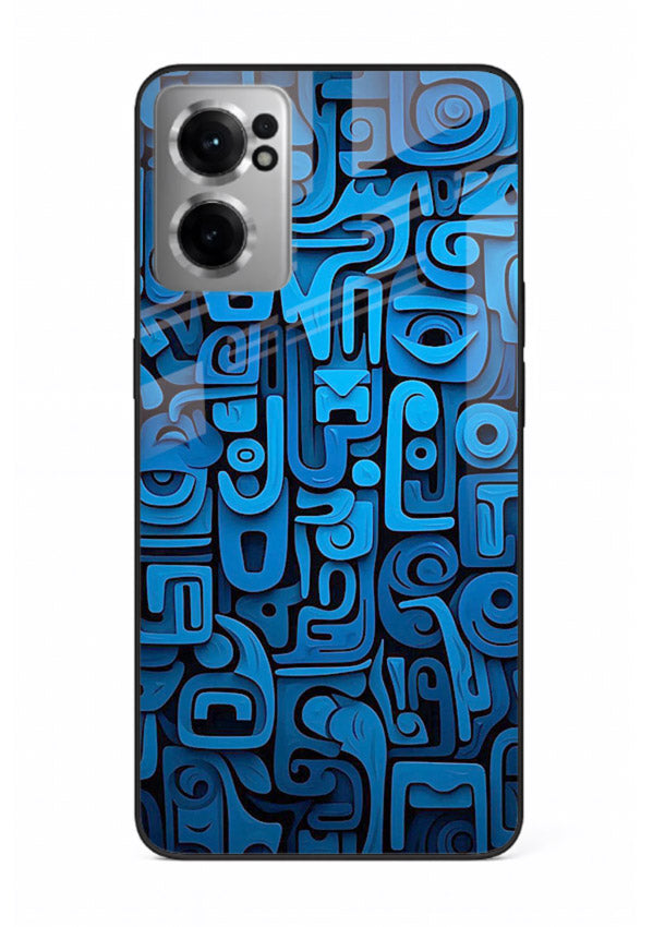 Blue Tribal Pattern tribal geometric pattern OnePlus Nord CE2 5G glass back cover