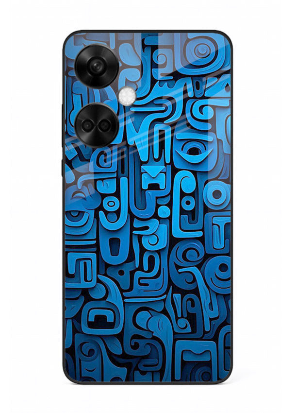 Blue Tribal Pattern tribal geometric pattern OnePlus Nord CE3 glass back cover