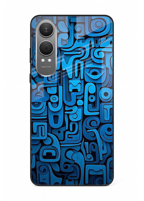 Blue Tribal Pattern tribal geometric pattern OnePlus Nord CE4 Lite glass back cover