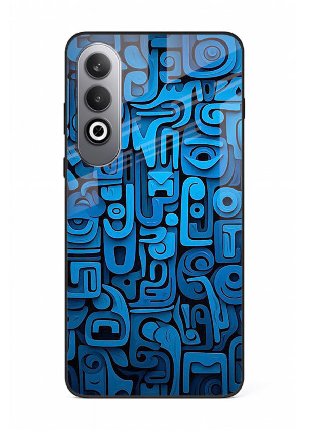 Blue Tribal Pattern tribal geometric pattern OnePlus Nord CE4 glass back cover