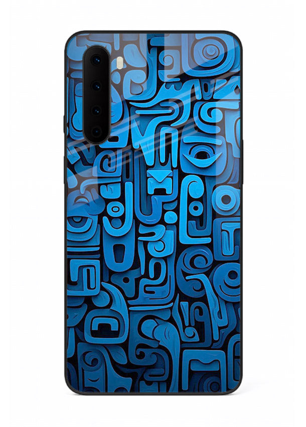 Blue Tribal Pattern tribal geometric pattern OnePlus Nord glass back cover