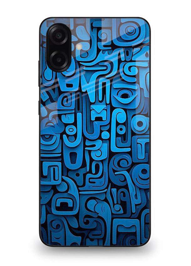 Blue Tribal Pattern tribal geometric pattern Samsung M13 5G glass back cover