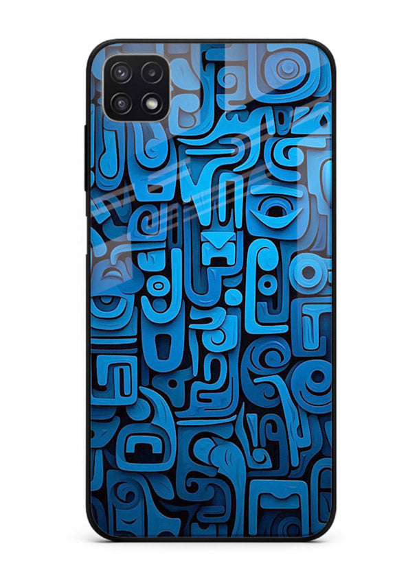 Blue Tribal Pattern tribal geometric pattern Samsung F42 5G glass back cover