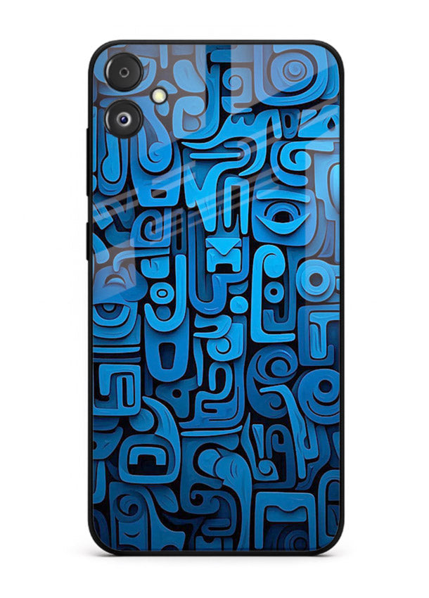 Blue Tribal Pattern tribal geometric pattern Samsung F05 5G glass back cover
