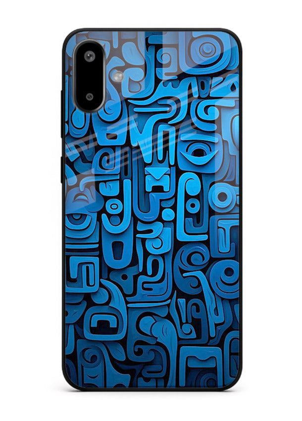 Blue Tribal Pattern tribal geometric pattern Samsung F06 5G glass back cover
