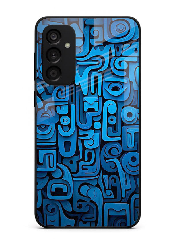 Blue Tribal Pattern tribal geometric pattern Samsung M14 5G glass back cover