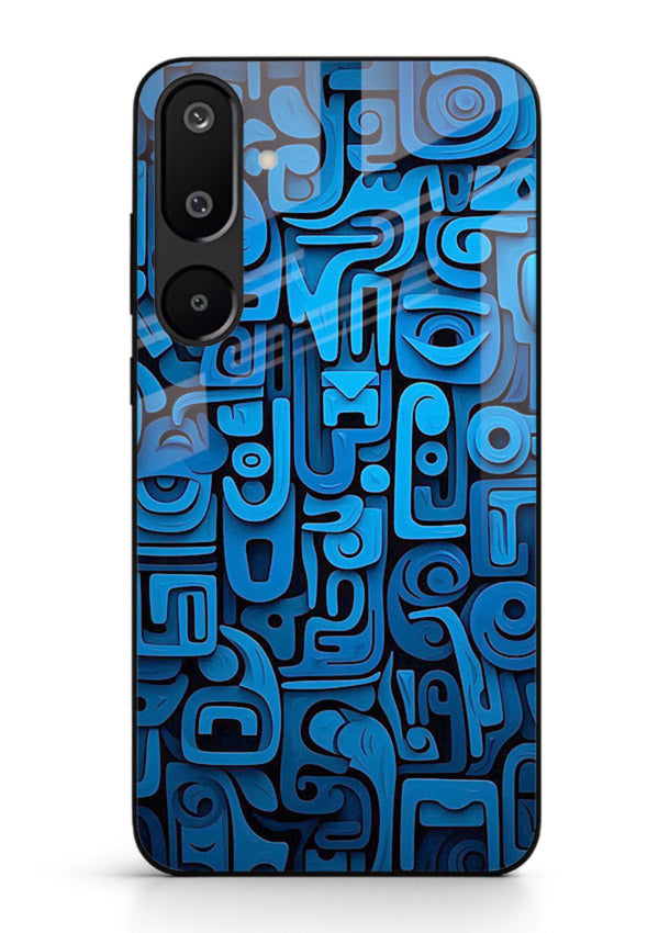 Blue Tribal Pattern tribal geometric pattern Samsung F16 5G glass back cover