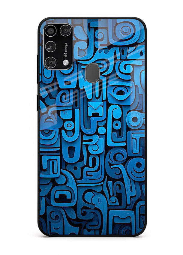 Blue Tribal Pattern tribal geometric pattern Samsung M31 Prime glass back cover