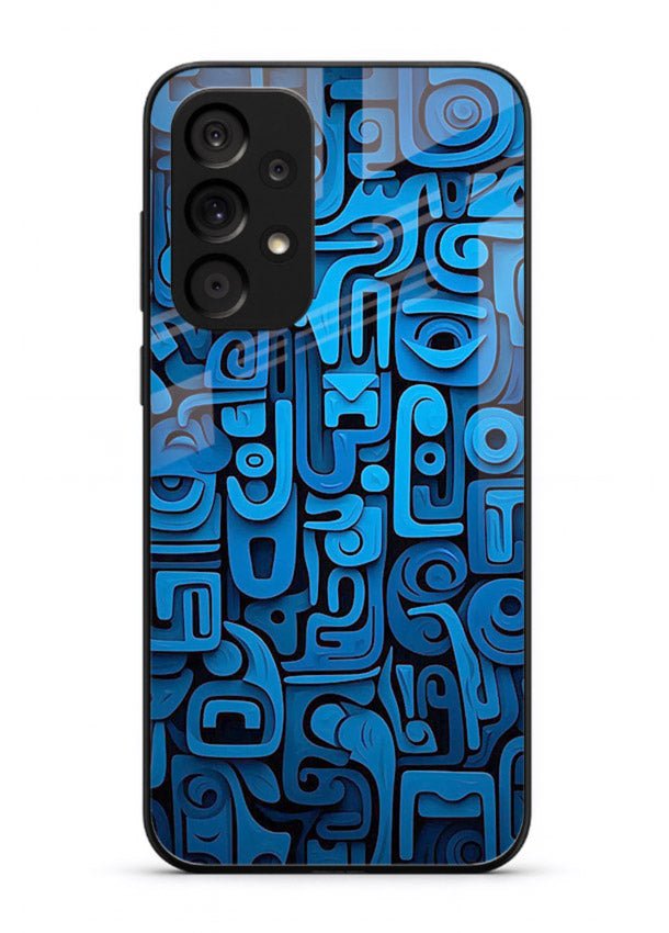 Blue Tribal Pattern tribal geometric pattern Samsung A53 5G glass back cover