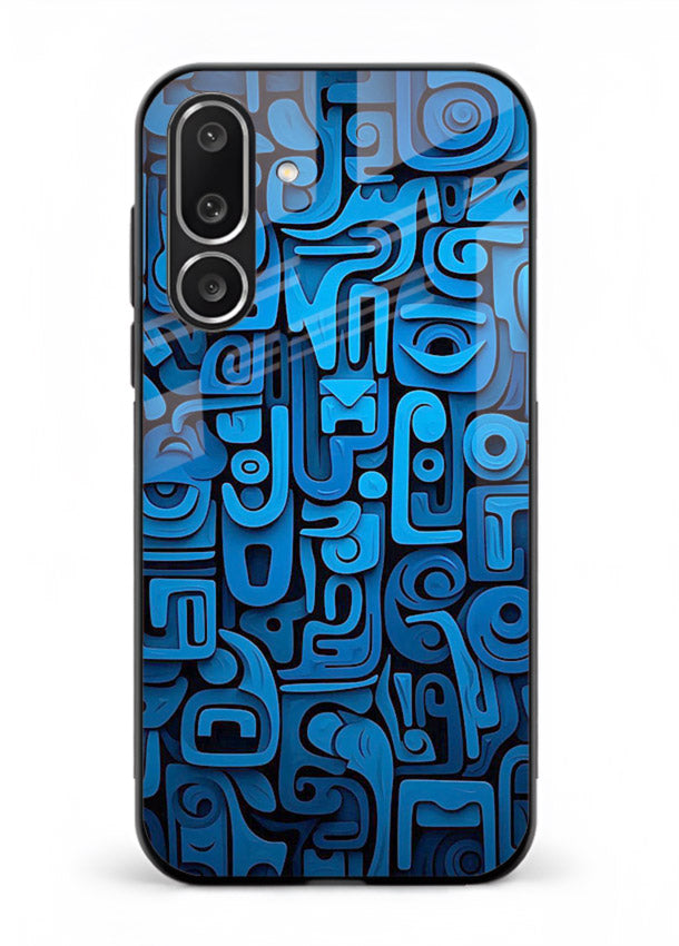 Blue Tribal Pattern tribal geometric pattern Samsung M56 5G glass back cover