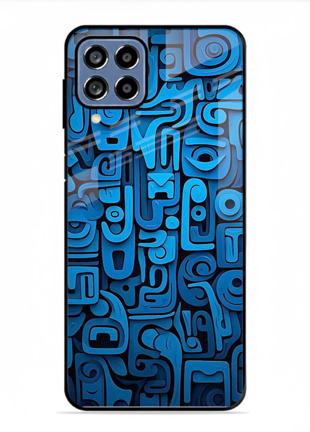 Blue Tribal Pattern tribal geometric pattern Samsung A22 4G glass back cover
