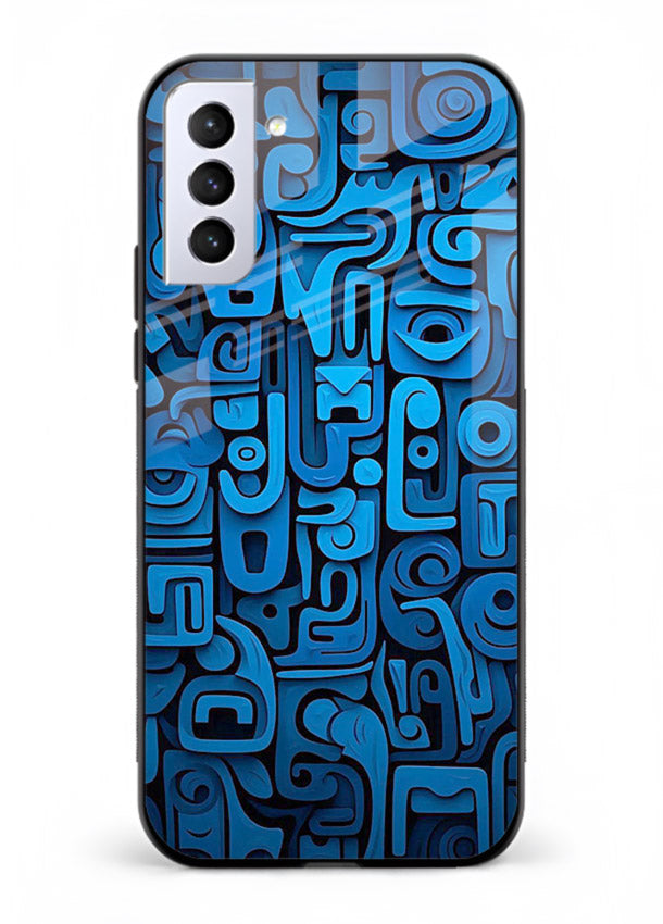 Blue Tribal Pattern tribal geometric pattern Samsung S21 FE glass back cover