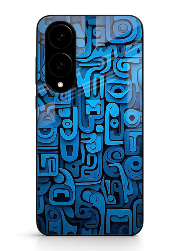 Blue Tribal Pattern tribal geometric pattern Samsung S25 Edge glass back cover