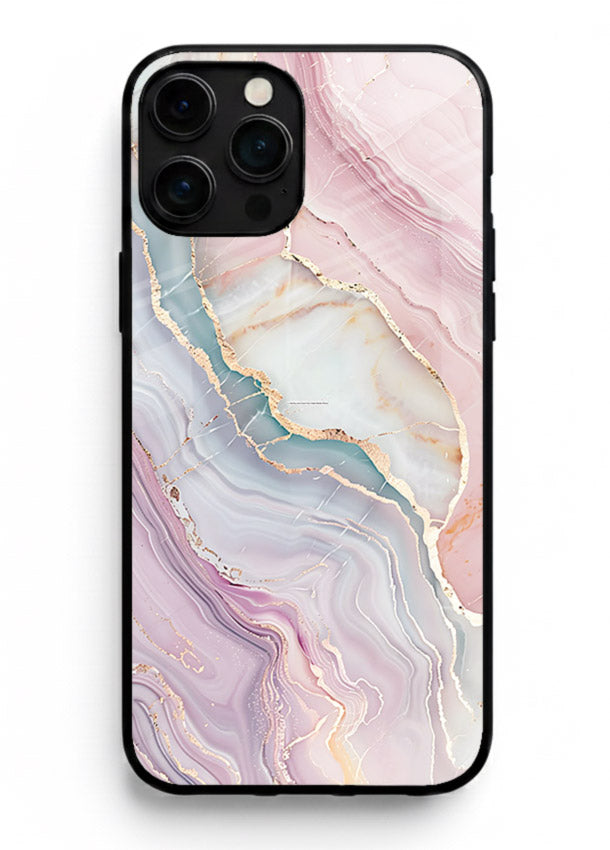 BlueGold Marble Veins iphone 12 pro max glass back cover with rich blue and gold marble veining