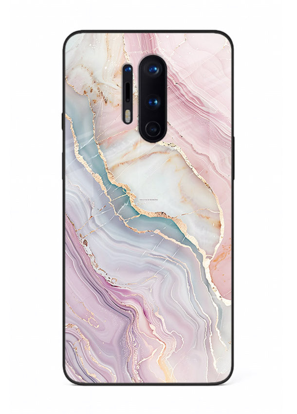 BlueGold Marble Veins OnePlus 8 Pro glass back cover with rich blue and gold marble veining