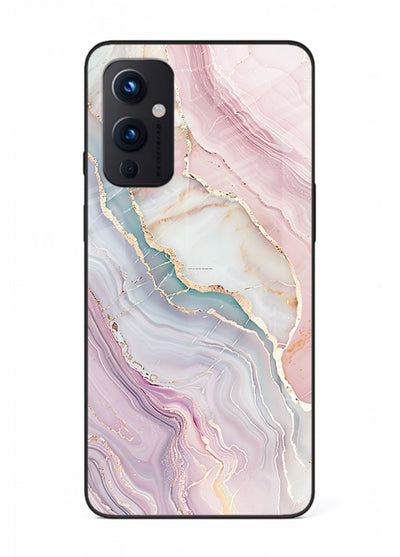 BlueGold Marble Veins OnePlus 9 Pro glass back cover with rich blue and gold marble veining