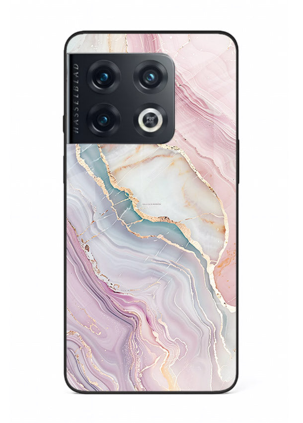 BlueGold Marble Veins OnePlus 10 Pro glass back cover with rich blue and gold marble veining