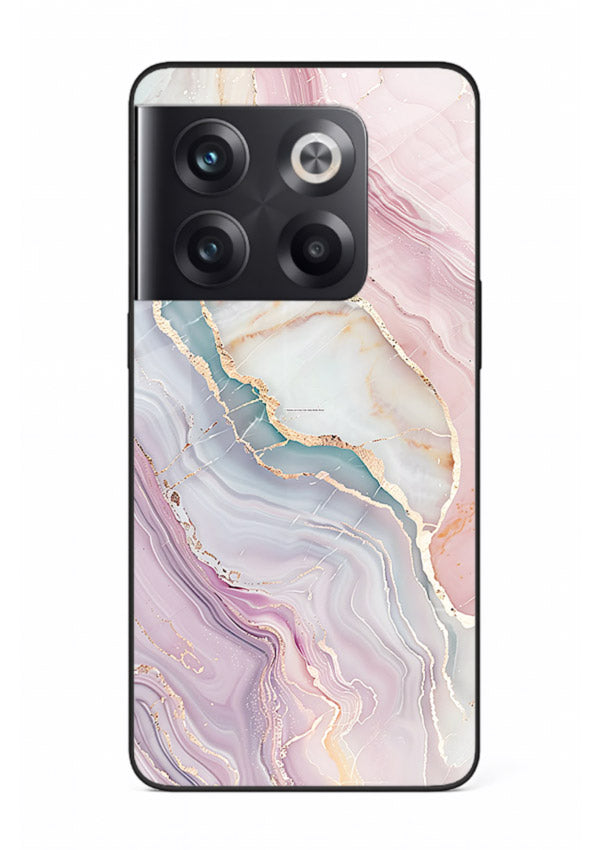 BlueGold Marble Veins OnePlus 10T glass back cover with rich blue and gold marble veining