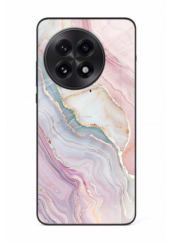 BlueGold Marble Veins OnePlus 13 glass back cover with rich blue and gold marble veining