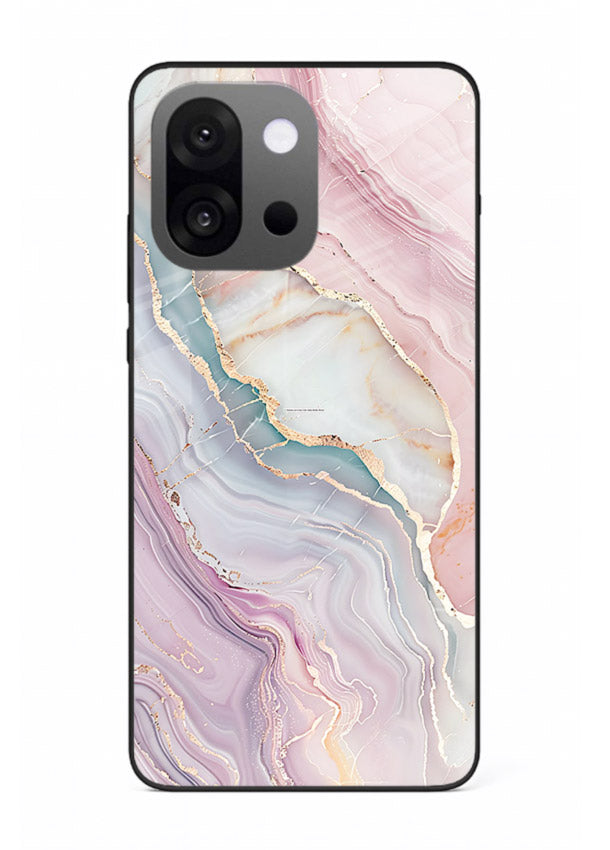 BlueGold Marble Veins OnePlus 13s glass back cover with rich blue and gold marble veining