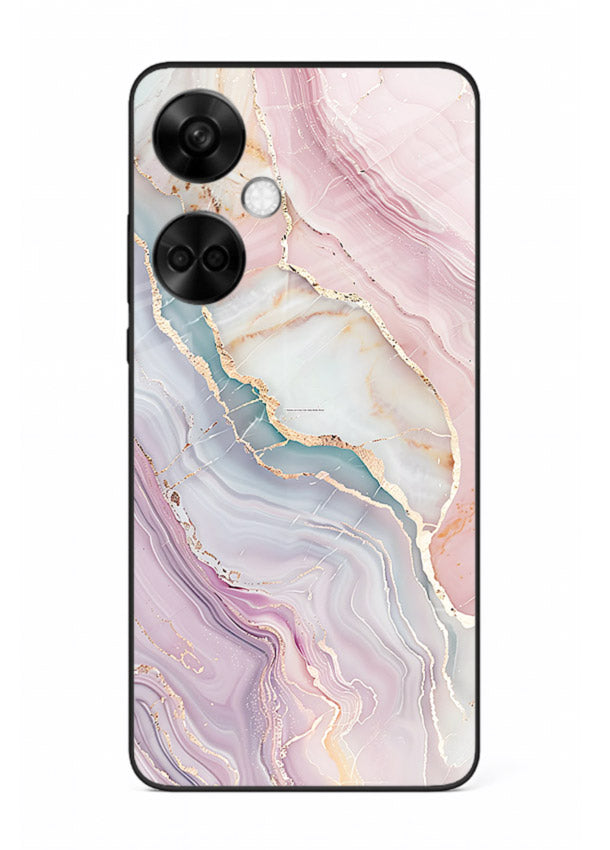 BlueGold Marble Veins OnePlus Nord CE3 glass back cover with rich blue and gold marble veining