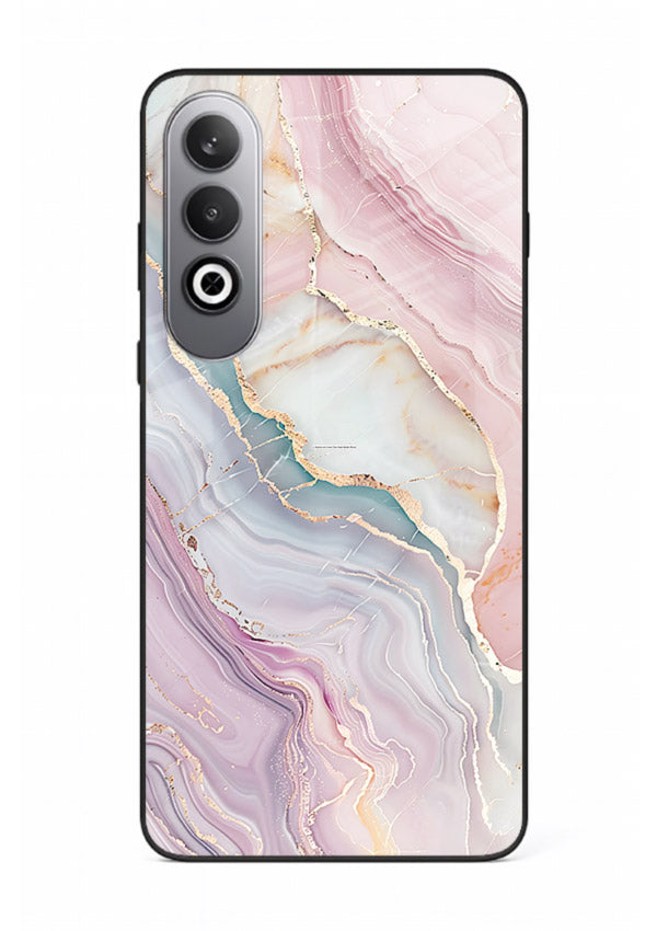 BlueGold Marble Veins OnePlus Nord CE4 glass back cover with rich blue and gold marble veining