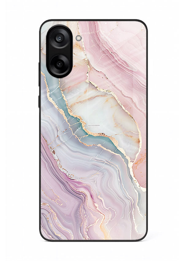 BlueGold Marble Veins OnePlus Nord CE5 glass back cover with rich blue and gold marble veining