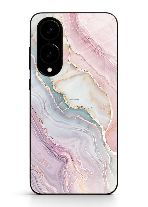 BlueGold Marble Veins Samsung S25 Edge glass back cover with rich blue and gold marble veining