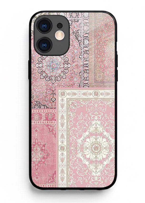 Pink mandala patchwork artwork printed on glossy tempered glass iPhone 11 back cover