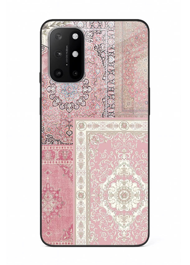 Pink mandala patchwork artwork printed on glossy tempered glass OnePlus 8T back cover