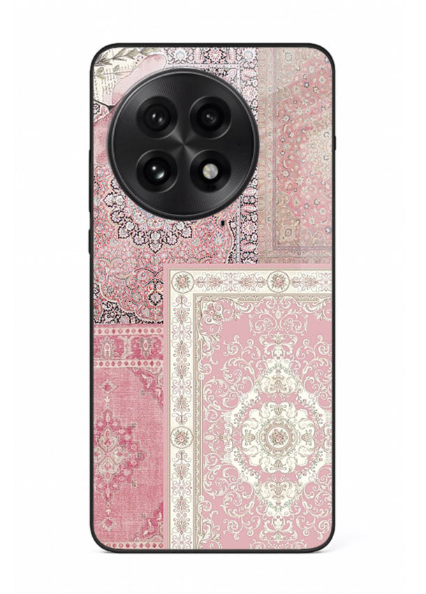 Pink mandala patchwork artwork printed on glossy tempered glass OnePlus 13R back cover