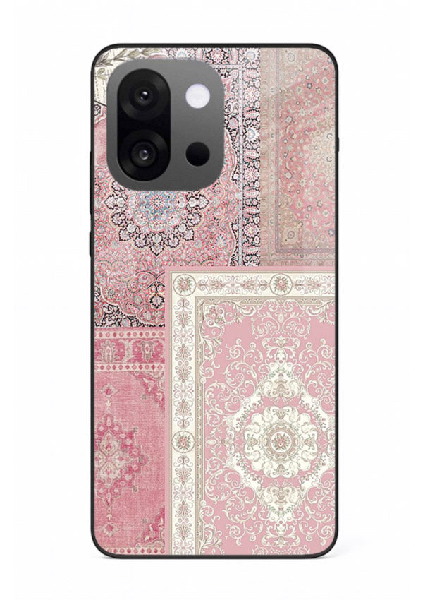 Pink mandala patchwork artwork printed on glossy tempered glass OnePlus 13s back cover