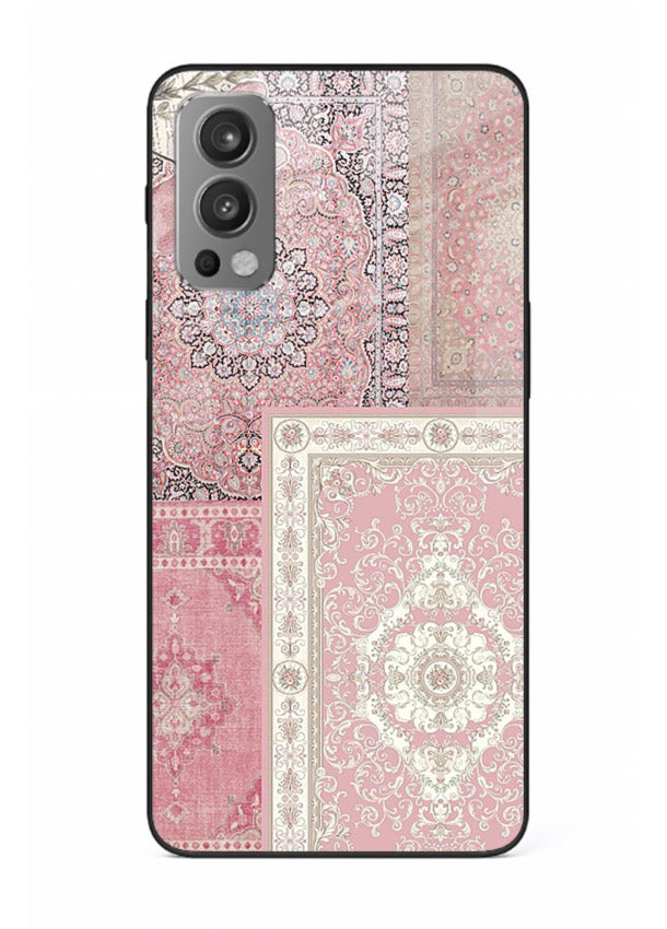 Pink mandala patchwork artwork printed on glossy tempered glass OnePlus Nord 2 back cover