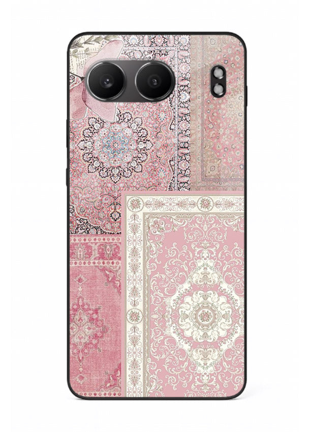 Pink mandala patchwork artwork printed on glossy tempered glass OnePlus Nord 4 back cover