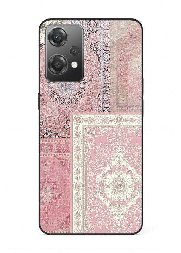 Pink mandala patchwork artwork printed on glossy tempered glass OnePlus Nord CE2 Lite 5G back cover