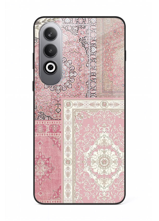 Pink mandala patchwork artwork printed on glossy tempered glass OnePlus Nord CE4 back cover