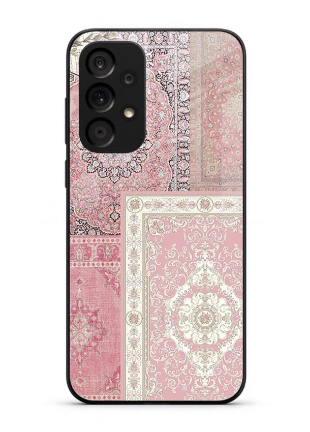 Pink mandala patchwork artwork printed on glossy tempered glass Samsung A23 5G back cover