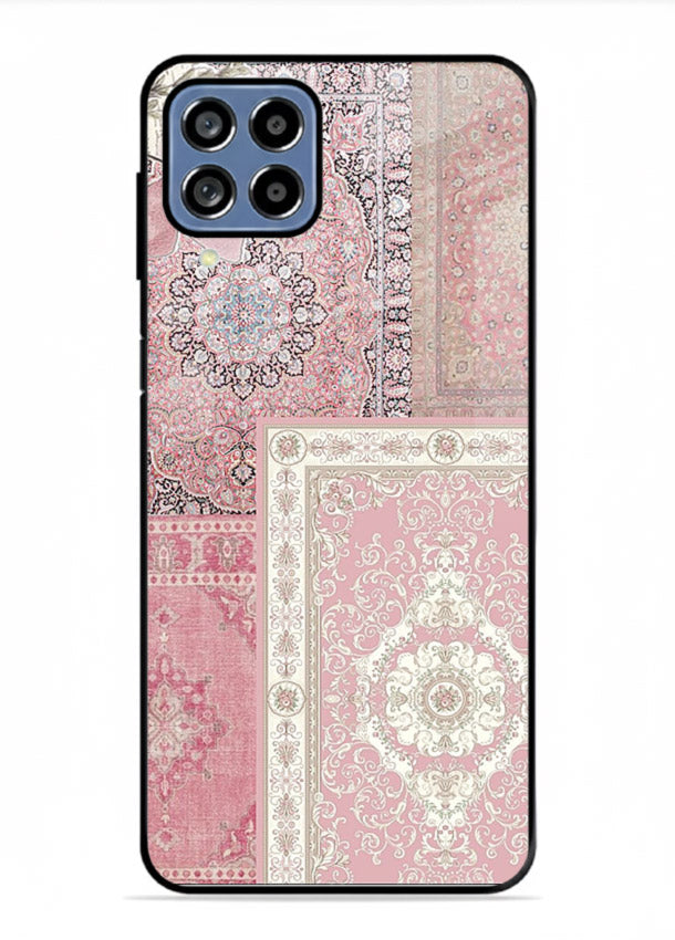 Pink mandala patchwork artwork printed on glossy tempered glass Samsung F62 back cover