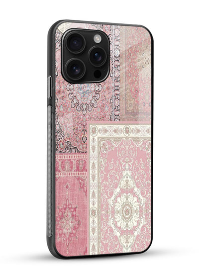 Pink mandala patchwork artwork printed on glossy tempered glass phone back cover - 2