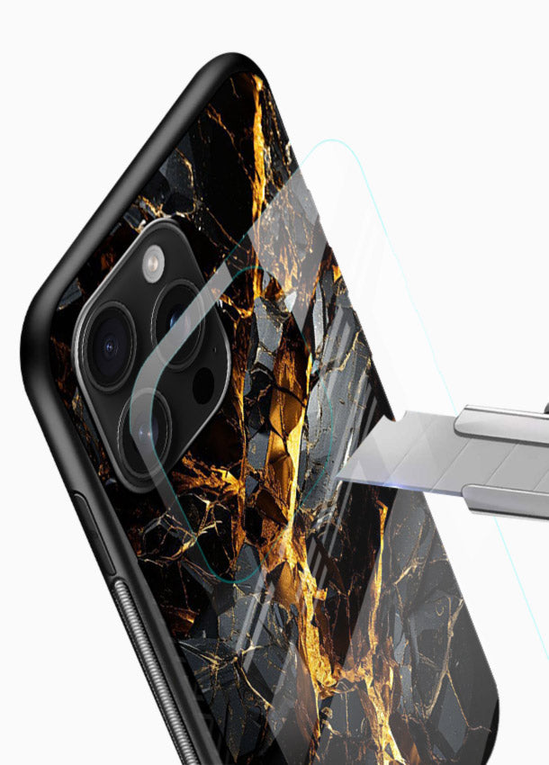 Blush Marble Waves glossy vibrant premium glass back cover with flowing blush marble texture - Angle Blade