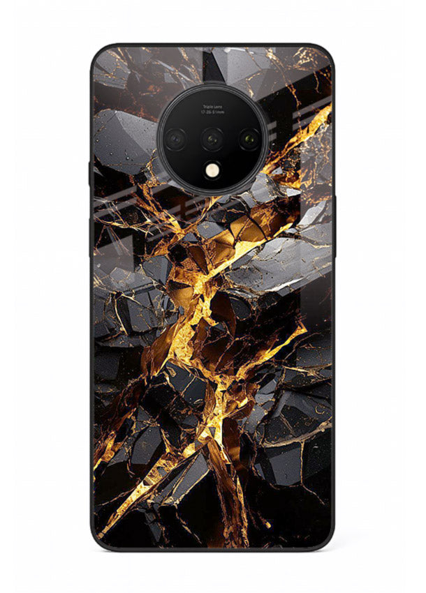 Blush Marble Waves OnePlus 7T glass back cover with flowing blush marble texture