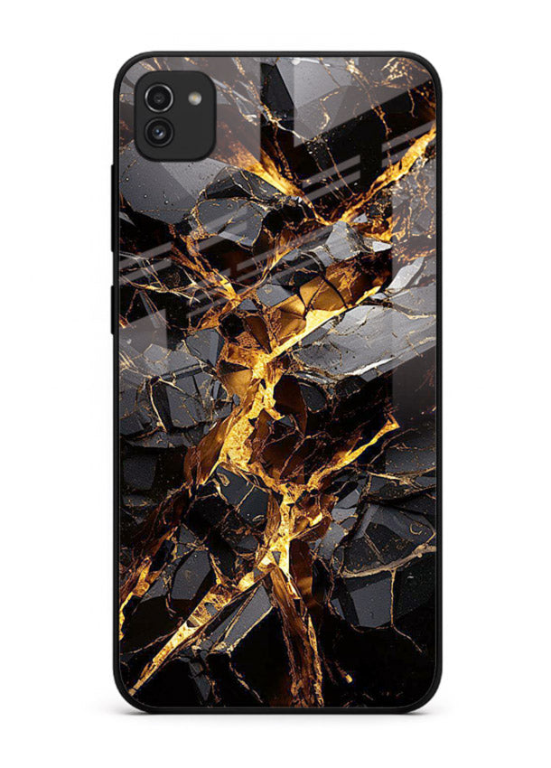 Blush Marble Waves Samsung A03 glass back cover with flowing blush marble texture