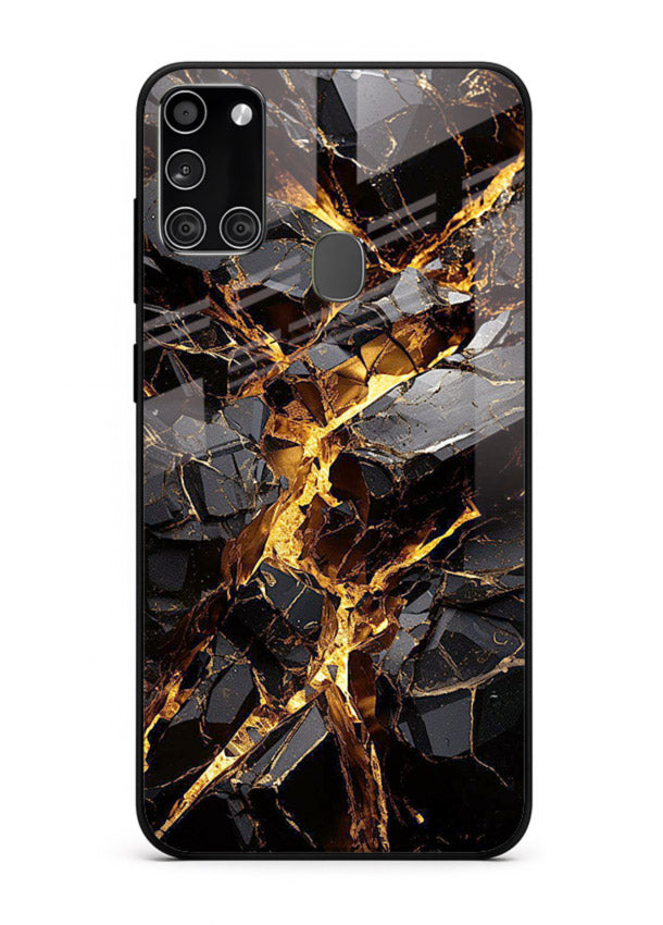 Blush Marble Waves Samsung A21s glass back cover with flowing blush marble texture