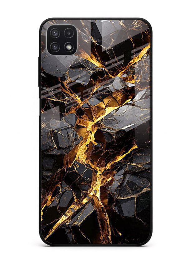 Blush Marble Waves Samsung F42 5G glass back cover with flowing blush marble texture