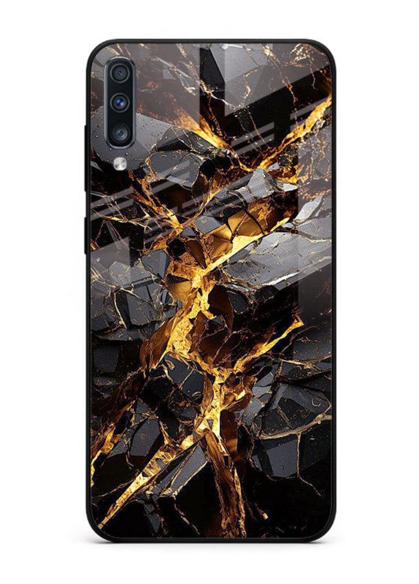 Blush Marble Waves Samsung A50 glass back cover with flowing blush marble texture