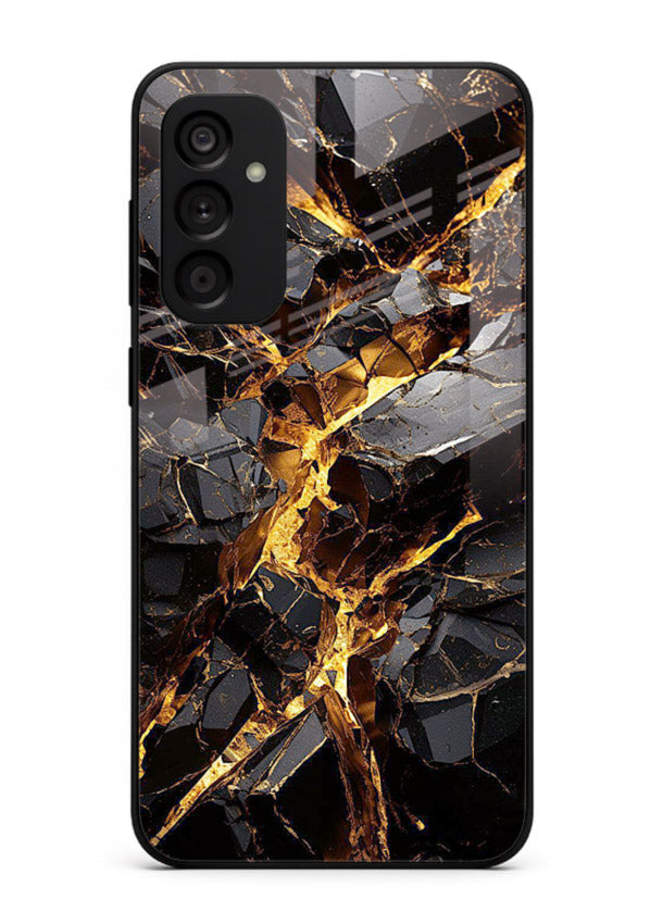 Blush Marble Waves Samsung F23 5G glass back cover with flowing blush marble texture